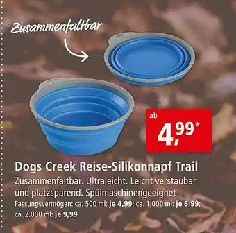 Fressnapf Dogs Creek Reise-silikonnapf Trail Angebot