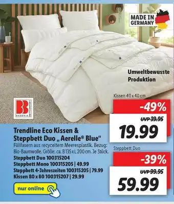 Lidl Badenia Bettcomfort Trendline Eco Kissen & Steppbett Duo „aerelle Blue” Angebot