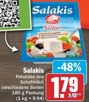 Hit Salakis Fetakäse 180 g Packung Angebot