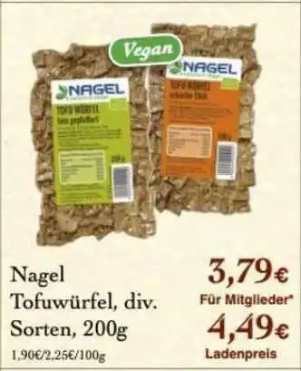 LPG Biomarkt Nagel Tofuwürfel Angebot