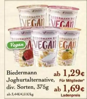 LPG Biomarkt Biedermann Joghurtalternative Angebot