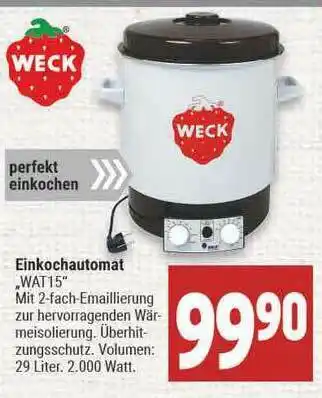 Marktkauf Weck Einkochautomat Wat15 Angebot