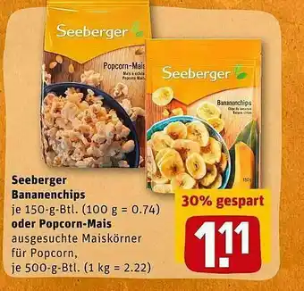 REWE Seeberger Bananenchips Oder Popcorn-mais Angebot