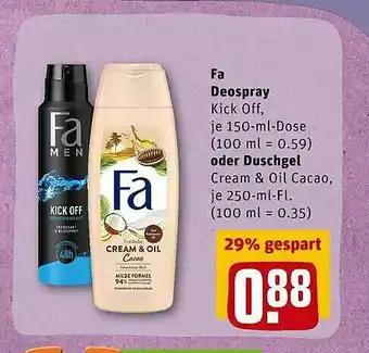 REWE Fa Deospray Oder Duschgel Angebot