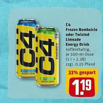 REWE C4 Frozen Bombsicle Oder Twisted Limeade Energy Drink Angebot