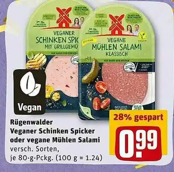 REWE Rügenwalder Mühle Veganer Schinken Spicker Oder Vegane Mühlen Salami Angebot