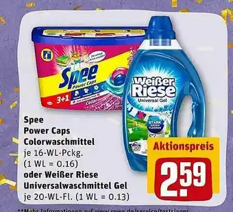 REWE Spee Power Caps Colorwaschmittel Oder Weißer Riese Universalwaschmittel Gel Angebot