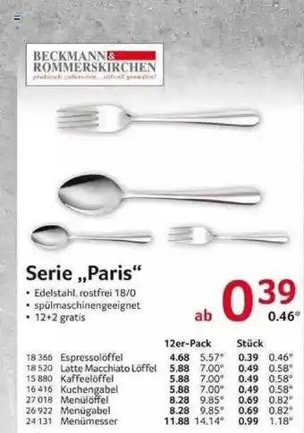 Selgros Beckmann & Rommerskirchen Serie „paris” Angebot