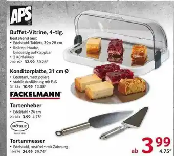 Selgros Aps Buffet-vitrine Oder Konditorplatte Oder Fackelmann Tortenheber Oder Rösle Tortenmesser Angebot