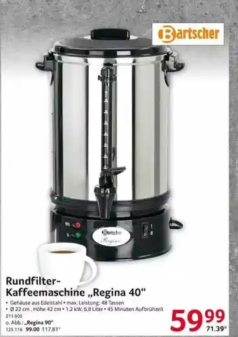 Selgros Bartscher Rundfilter-kaffeemaschine „regina 40” Angebot