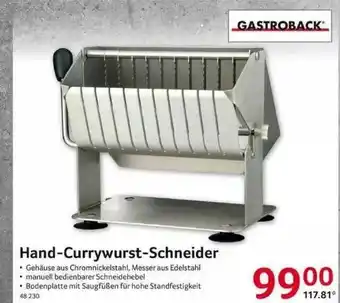 Selgros Hand-currywurst-schneider Gastroback Angebot