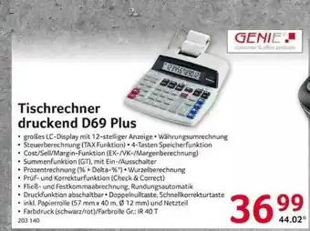 Selgros Tischrechner Druckend D69 Plus Genie Angebot