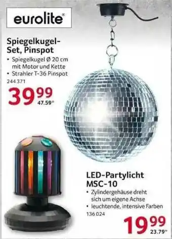 Selgros Eurolite Spiegelkugel-set, Pinspot Oder Led-partylicht Msc-10 Angebot