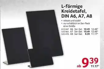 Selgros L-förmige Kreidetafel Din A6, A7, A8 Angebot