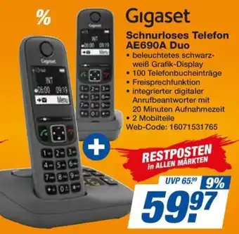 expert Octomedia Gigaset Schnurloses Telefon AE690A Duo Angebot