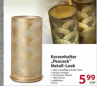 Selgros Kerzenhalter „peacock” Metall-look Angebot