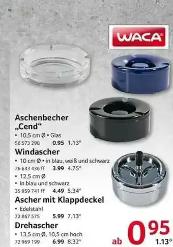 Selgros Waca Aschenbecher „cend”, Windascher, Ascher Mit Klappdeckel Oder Drehascher Angebot