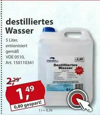 Sonderpreis Baumarkt Destilliertes Wasser Angebot