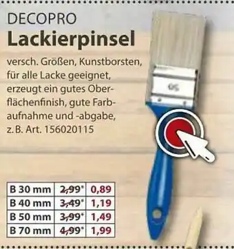 Sonderpreis Baumarkt Decopro Lackierpinsel Angebot