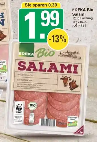 WEZ EDEKA Bio Salami 125g Packung Angebot