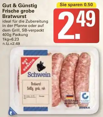 WEZ Gut & Günstig Frische grobe Bratwurst 400 g Packung Angebot