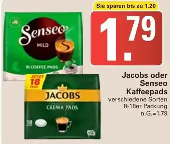 WEZ Jacobs oder Senseo Kaffeepads 8-18er Packung Angebot