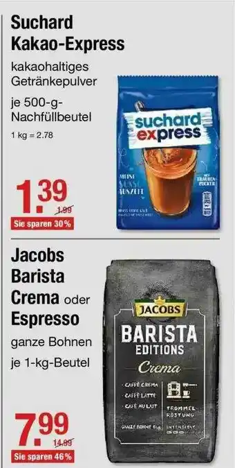 V Markt Suchard Kakao-express Oder Jacobs Barista Crema Oder Espresso Angebot