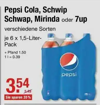 V Markt Pepsi Cola, Schwip Schwap, Mirinda Oder 7up Angebot