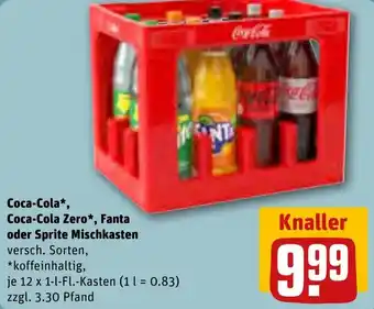 REWE Coca-Cola, Coca-Cola Zero, Fanta oder Sprite Mischkasten 12x1 L-Fl. Kasten Angebot