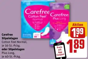 REWE Carefree Slipeinlagen 56-St. Pckg. oder Slipeinlagen 40 St. Pckg. Angebot