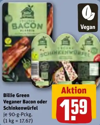 REWE Billie Green Veganer Bacon oder Schinkenwürfel 90 g Pckg. Angebot