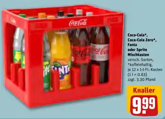 REWE Coca-Cola, Coca-Cola Zero, Fanta oder Sprite Mischkasten 12x1 L-Fl. Kasten Angebot