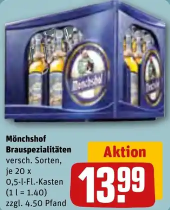 REWE Mönchshof Brauspezialitäten 20 x 0,5-l-Fl. Kasten Angebot