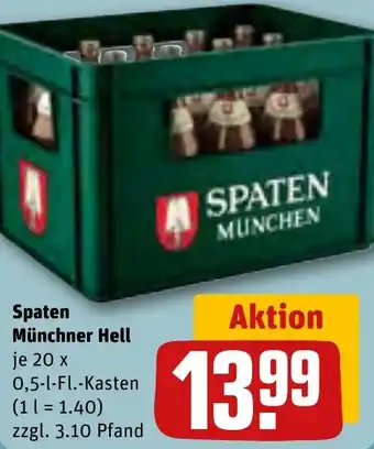 REWE Spaten Münchner Hell 20 x 0,5-l-Fl. Kasten Angebot