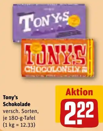 REWE Tony's Schokolade 180-g-Tafel Angebot