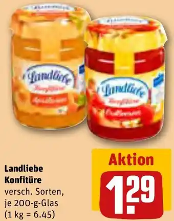 REWE Landliebe Konfitüre 200 g Glas Angebot