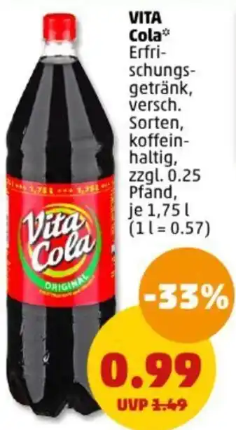 PENNY VITA Cola 1,75 L Angebot