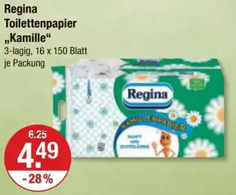 V Markt Regina Toilettenpapier ,,Kamille" 3-lagig, 16 x 150 Blatt Angebot