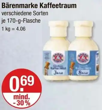 V Markt Bärenmarke Kaffeetraum 170 g Flasche Angebot