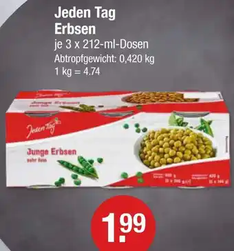 V Markt Jeden Tag Erbsen 3 x 212 ml Dosen Angebot