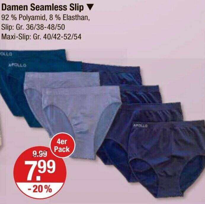 APOLLO Damen Slips 6er Pack - Nahtlose Baumwoll-Unterwäsche