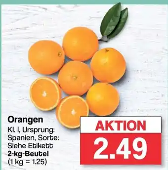 Famila Nord West Orangen KI. I, Ursprung: Spanien, Sorte: Siehe Etikett 2-kg-Beutel Angebot