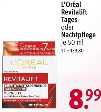 Rossmann L'Oréal Revitalift Tages oder Nachtpflege 50 ml Angebot