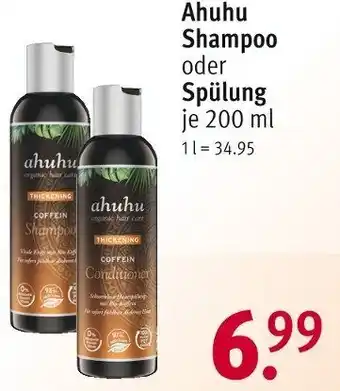 Rossmann Ahuhu Shampoo oder Spülung 200 ml Angebot