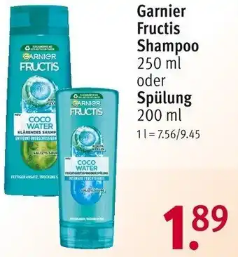 Rossmann Garnier Fructis Shampoo 250 ml oder Spülung 200 ml Angebot