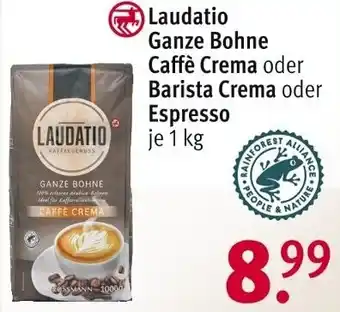 Rossmann Laudatio Ganze Bohne Caffè Crema oder Barista Crema oder Espresso 1 kg Angebot