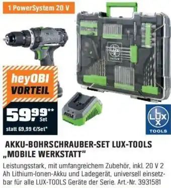 OBI AKKU-BOHRSCHRAUBER-SET LUX-TOOLS ,,MOBILE WERKSTATT" Angebot