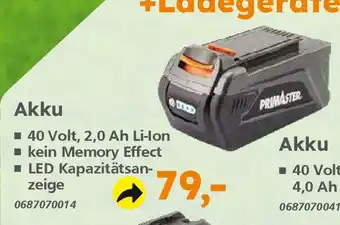 Globus Baumarkt PRIMASTER Akku 40 Volt, 2,0 Ah Li-Ion Angebot