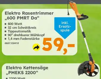 Globus Baumarkt PRIMASTER Elektro Rasentrimmer ,,600 PMRT Da" Angebot