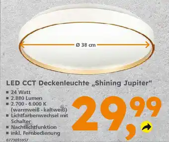 Globus Baumarkt LED CCT Deckenleuchte ,,Shining Jupiter" Angebot